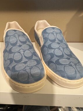 Coach Light Blue Signature Slip-On Sneakers